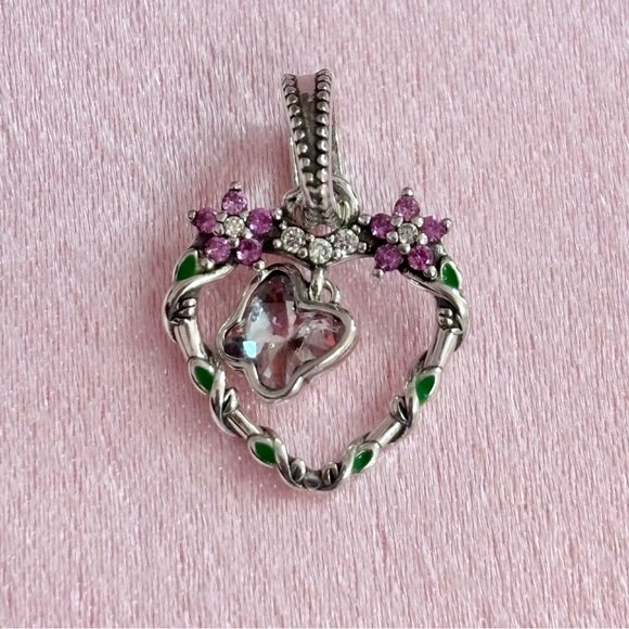 For Pandora Floral Heart With Butterfly Sterling Silver Charm - Picture 2 of 6